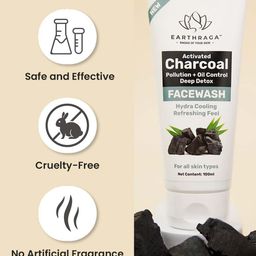 Earthraga Activated Charcoal Pollution & Oil Control Deep Detox Face Wash - 100ml image 3