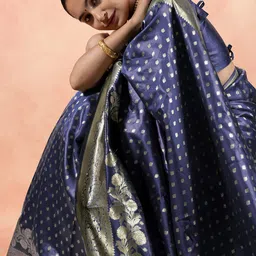 Subham Ethnic Motif Zari Woven Saree with Blouse-picture-3