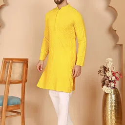 Anouk Rustic Men Embroidered Regular Sequinned Kurta with Pyjamas image 3