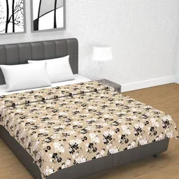 Divine Casa Cream-Coloured & White Floral AC Room 120 GSM Double Bed Dohar-image-8