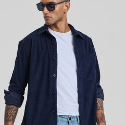 Snitch Men Smart Oversized Fit Spread Collar Textured Casual Shirt-image-85