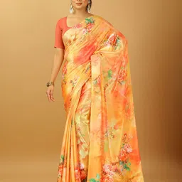NIRMAL CREATION Floral Printed Pure Crepe Saree-image-69