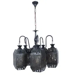 MFD HOME FURNISHING Black Textured Ceiling Lamp-1