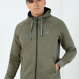 Wildcraft Men Solid Hood Cotton Front-Open Sweatshirt-image-86