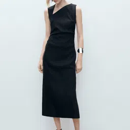 MANGO Asymmetrical Neckline Dress-image-43