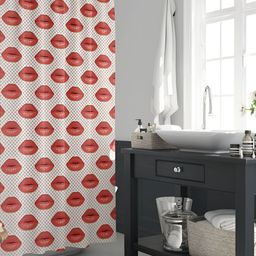 ArtzFolio White & Red Lips Printed Waterproof Shower Curtains-image-45
