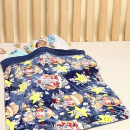 Monte Carlo Blue & Yellow Cartoon Printed Mild Winter 300 GSM Single Bed Blanket-image-34