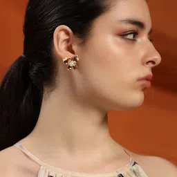 Kazo Gold-Plated Pearl Beaded Floral Shaped Blossom Studs-29