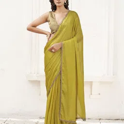 Tikhi Imli Embellished Lace Saree With Unstitched Blouse Piece-picture-16