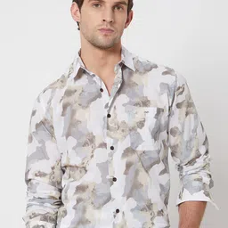 Mufti Men Cutaway Collar Camouflage Printed Cotton Slim Fit Casual Shirt-image-67
