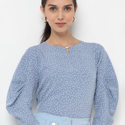 NOT SO PINK Women Polka Dot Printed Keyhole Neck Top-image-79