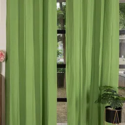URBAN SPACE Green 2 Pieces Self Design Cotton Door Curtain-image-13