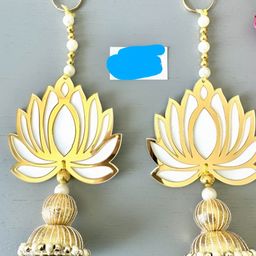 Nutts 2-Pcs White & Yellow Wooden Lotus Hanging FestiveDecor-image-56