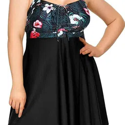 Plus Curvves Women Plus Size Floral Printed Open Back Criss Cross Swimsuit-image-53
