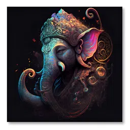 SAF Blue & Pink Lord Ganesha Canvas Religious Wall Painting-image-90