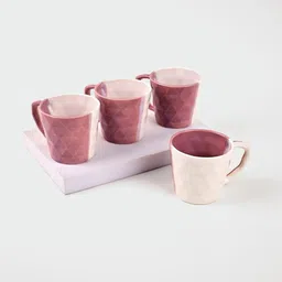 Storepedia Rose & White Handcrafted Textured Ceramic Matte Cups Set of Cups and Mugs-image-97