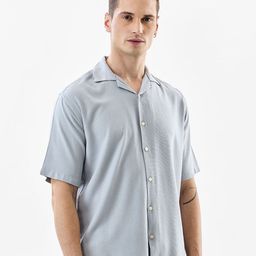 Snitch Textured Cuban Collar Boxy Casual Shirt-picture-12