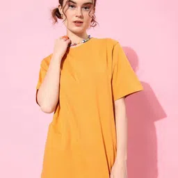 Mast & Harbour Round Neck Drop-Shoulder Sleeves Pure Cotton Oversized T-shirt-image-84