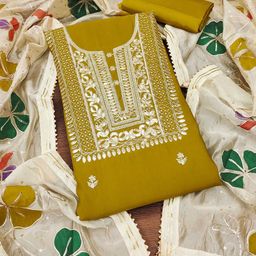 SAINOOR Embroidered Pure Silk Semi-Stitched Dress Material-image-47