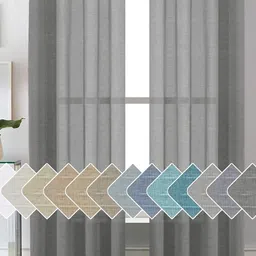 Galaxy Home Decor Grey 2 Pieces Sheer Linen Long Door Curtain-image-82