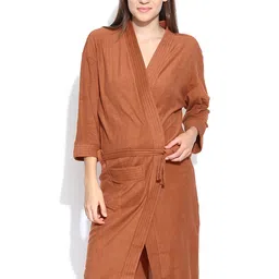 Sand Dune Unisex Rust Brown Bathrobe-image-17