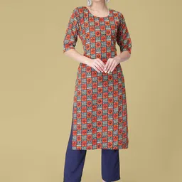 7Threads Selection Of 6 Floral Printed Round Neck Straight Kurtas-image-96