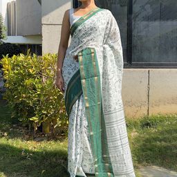 HERE&NOW Kalamkari Zari Silk Blend Ready to Wear Saree-image-15