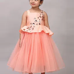 Toy Balloon kids Embellished Applique Net Fit & Flare Maxi Dress-17