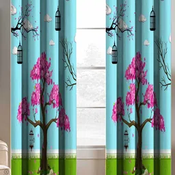 BELLA TRUE Blue & Pink 2 Pieces Printed Window Curtains-image-87