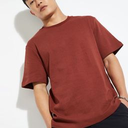 max Men Solid Round Neck Cotton Relaxed Fit T-shirt-image-59