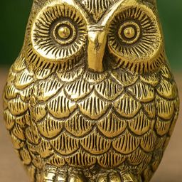 Ekhasa Pure Brass Golden Owl Showpiece-image-34