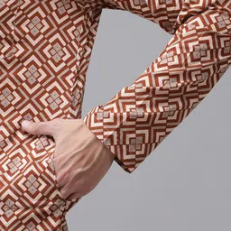 Fashvio Men Geometric Printed Sequinned Block Print Handloom Kurta image 3
