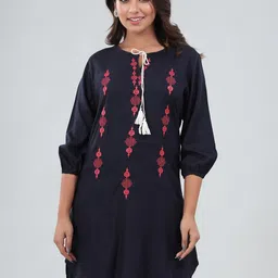 BAESD Women Embroidered Tie-Up Neck Longline Top-picture-29