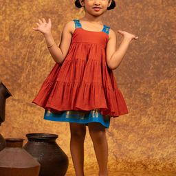 MIRALIKids-Girls Cotton Tiered Gathered A-Line Dress-image-35