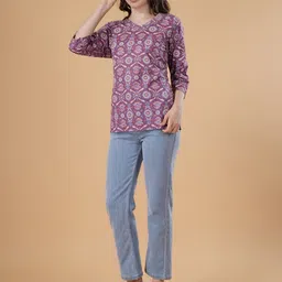 DESIGNER DHAAGE Floral Printed V-Neck Pure Cotton Kurti-image-74