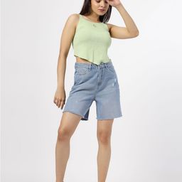 COSMIC Women Washed Denim Denim Shorts-image-32