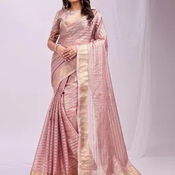 DIVASTRI Striped Zari Organza Designer Saree-picture-19