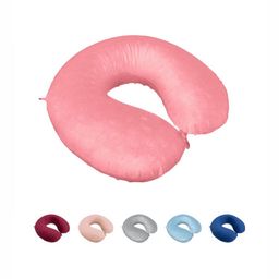 MAXNAP Sleep Support Pink Memory Foam Filled Faux Velvet Travel Pillow-54