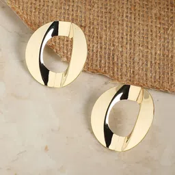 DressBerry Gold-Plated Oval Shaped Drop Earrings-10