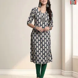 HERE&NOW Selection Of 2 Floral Printed Round Neck Straight Kurtas-image-76