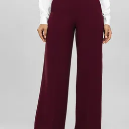 D'Almirah Women Comfort Relaxed Fit High-Rise Wrinkle Free Wide Leg Trousers-picture-14