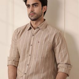 WROGN Men Comfort Slim Fit Opaque Striped Casual Shirt-image-12