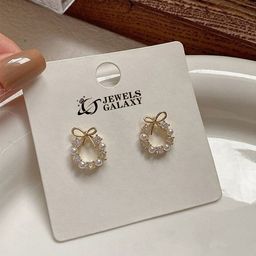 PolluxCraft Gold-Plated Artificial Stones Studded Contemporary Korean Studs-picture-12