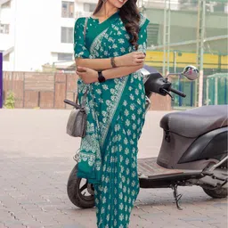 KALINI Floral Silk Blend Bagru Saree-image-44