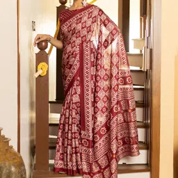 Anouk Rustic Ethnic Motifs Block Print Saree image 3