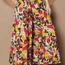 ZWERLON Abstract Printed Flared Maxi Skirt-picture-1
