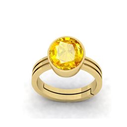 RRVGEM 13.50 Ratti Synthetic Yellow Sapphire Pukhraj Gold Plated Adjustable Ring-27