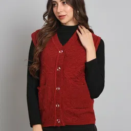 BUDAPEST Geometric Self Design Woollen Cardigan-13