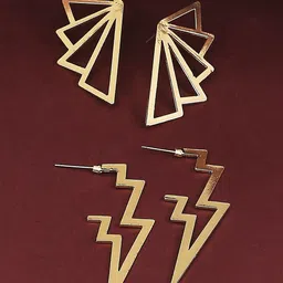 DressBerry Gold Toned Geometric Studs-13