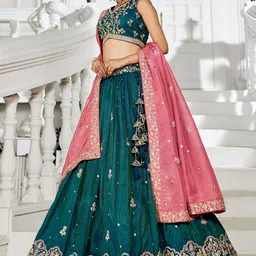 panchhi Embellished Sequinned Semi-Stitched Lehenga & Unstitched Blouse With Dupatta image 2